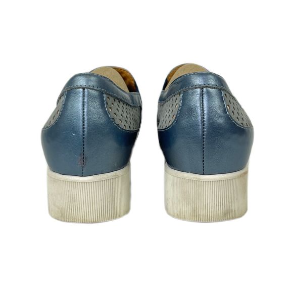 AQUATALIA 8 Shoes Blue Leather Slip-On Loafer Platform Womens Made Italy - Picture 4 of 7